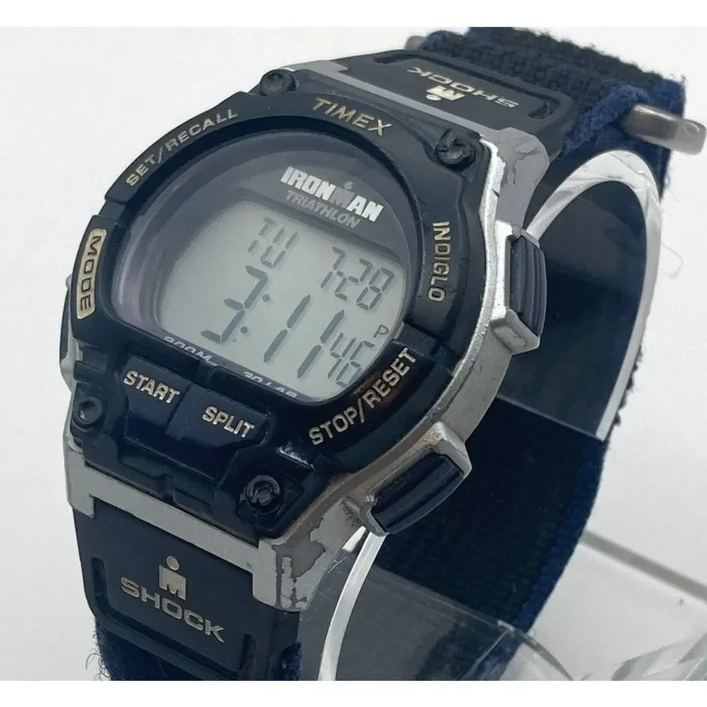 Timex Ironman Triathlon Shock Mens Digital Sport Watch 30 Lap WR 200m Adjustable
